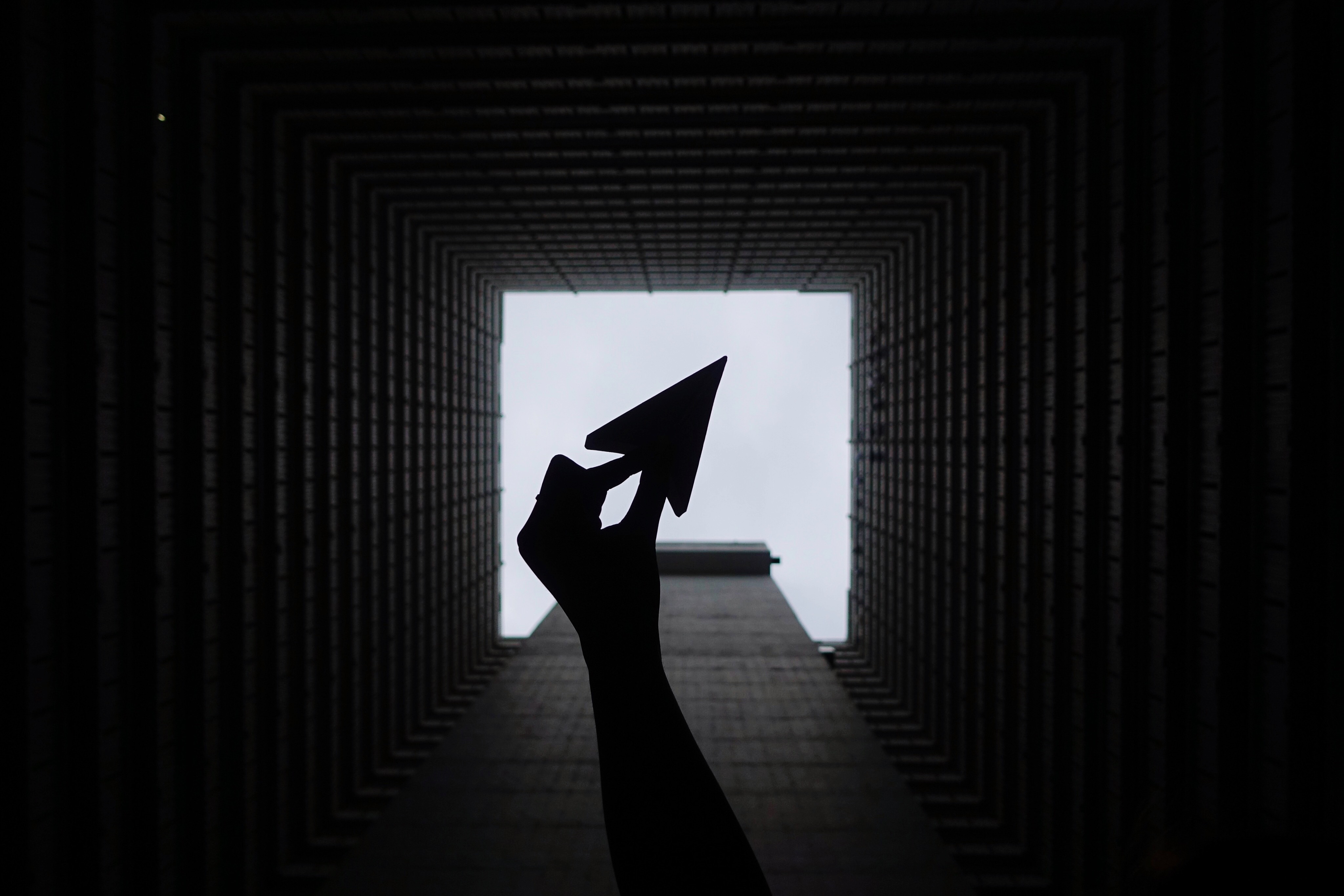 Dark tunnel with silhouette